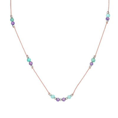 Varëse për femra Agato Amazonite and Amethyst Cord HE25K3S-LP, e argjendtë