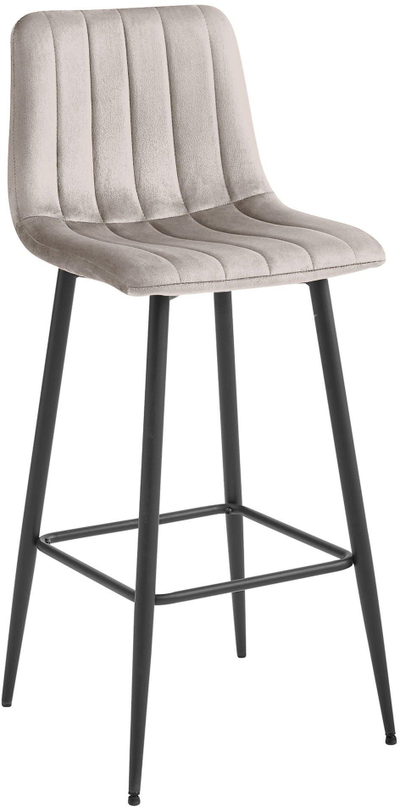 Set karrigesh bari Oskar Barstool POZZA, velur, këmbë të zeza, bezhë e errët