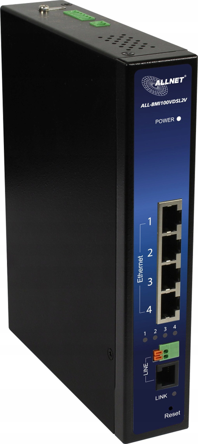 Modem industrial VDSL2 ALLNET 172755, 100 Mbit/s, 4 porta Fast Ethernet, metalik