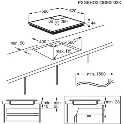Pllakë inkaso me induksion Electrolux EIT60433CT, 60 cm, SaphirMatt, e zezë mat