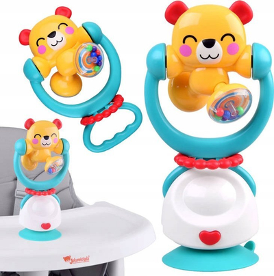 Lodër rrotulluese Hola Toys me vakuum, me zile, arush i verdhë