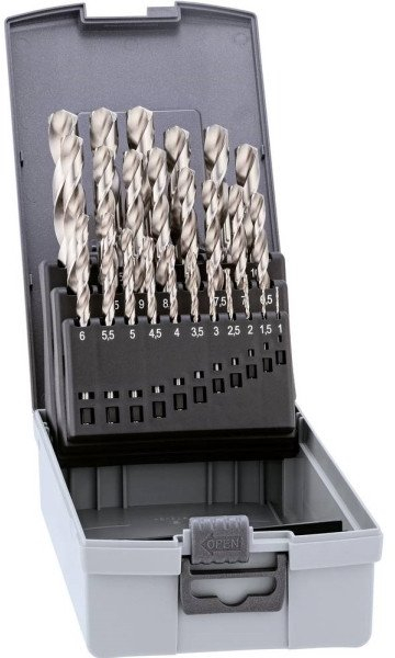 Set stërvitjesh metali Alpen 0000110325100, 25 copë, HSS, në kuti plastike gri