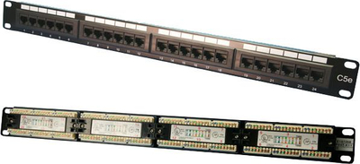 Panel patch rrjeti LogiLink CAT5e, 24 porta RJ45, 19", i zi