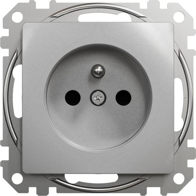 Prizë Schneider Electric Sedna Design 2P+PE, për tu futur në mur, ngjyrë argjend alumini