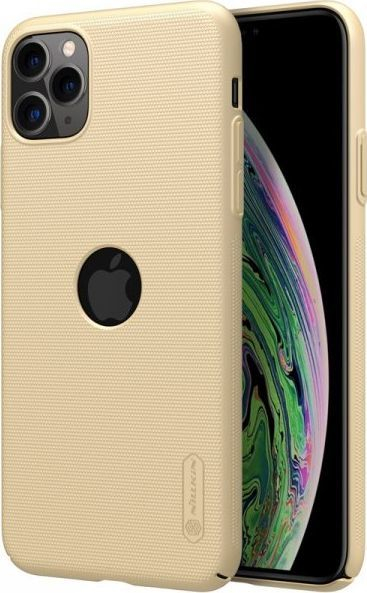 Këllëf telefoni Nillkin Super Frosted Shield për iPhone 11 Pro Max, plastikë e fortë, hapje për logo, ngjyrë gold