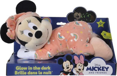 Kukull pelushi Disney Minnie që ndriçon në errësirë, 30 cm, rozë