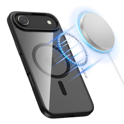 Mbrojtëse telefoni Tech-Protect MagFlex MagSafe për iPhone 17 Air Pro, transparente me kornizë të zezë