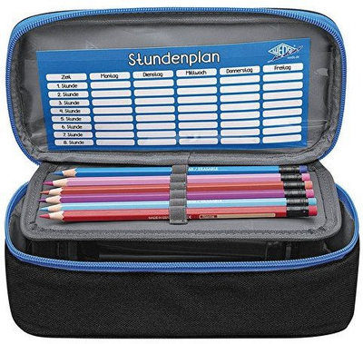 Etui për lapsa Wedo 24243010, me flap mrena, i zi e blu
