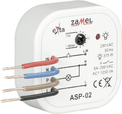 Koha-matësi Zamel ASP-02, 230V AC, rele kohe për shkallë, i bardhë
