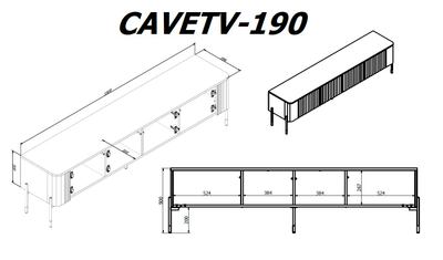 Kabinet TV Cama VERA, 190x40x50 cm, MDF, i zi mat