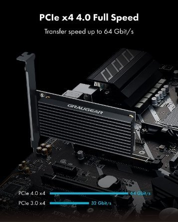 Adapter i brendshëm GRAUGEAR G-M2PCI01, PCIe në M.2, për SSD, i zi