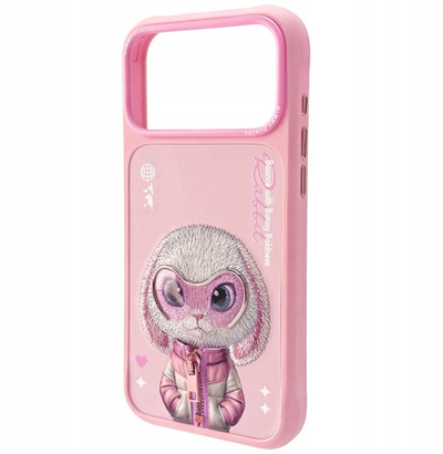 Mbulesë telefoni Nimmy Case Cool and Cute 2.0 Rabbit për iPhone 17 Pro, kapak silikon, rozë