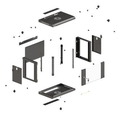 Kabinet rack murale Lanberg 19" 6U, 540x350mm, derë xhami, i zi