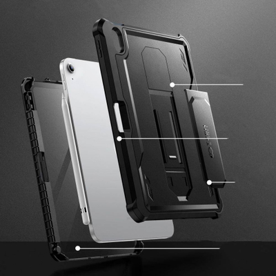 Futrollë tablet Tech-Protect Kevlar Pro për iPad 10.9 2022, me mbrojtje 360°, me stend, e zezë