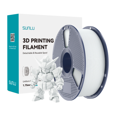 Filament 3D Sunlu PLA+2.0, 1.75mm, 1kg, i bardhë keramik