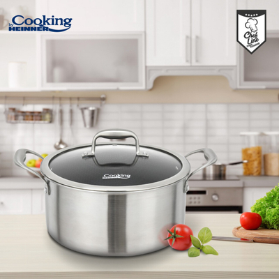 Tenxhere me kapak Heinner Titanium, 5L, çelik inox, argjend