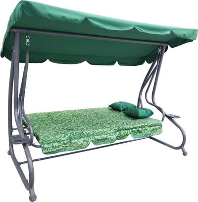 Shilte varëse kopshti Garden Swing Lounger, palosëse, me çadër që rregullohet, jeshile me print