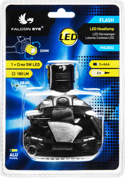 Llambë koke Falcon Eye Flash, 180lm, 3xAAA, e zezë