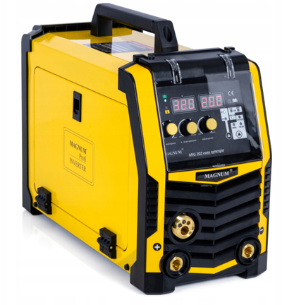 Aparat saldimi Magnum MIG 202 Easy Synergia, inverter gjysmë‑automatik, 200A, i verdhë