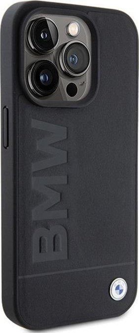 Mbulesë lëkure BMW Hot Stamp për iPhone 15 Pro Max 6.7", TPU, e zezë