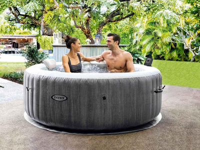 Vaskë SPA për kopsht Intex PureSpa Greywood Deluxe 28440, diametër 196 cm, lartësi 71 cm, gri