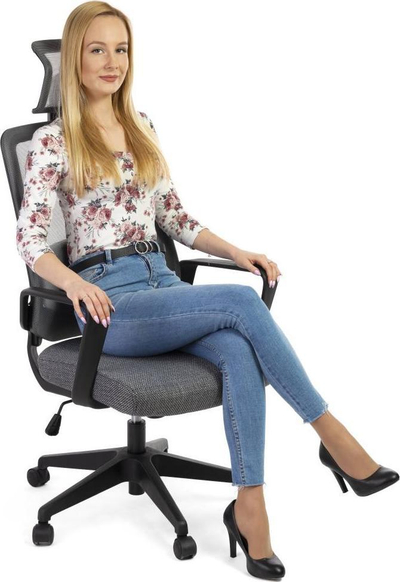 Karrige zyre ergonimike Ertusolid AMO70+, mekanizm TILT, shpinore rrjete, gri mélange