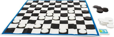 Lojë tavëll BS Toys Giant Checkers, dërrasë e madhe 85x85cm, gurë të mëdhenj bardh e zi