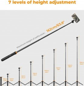 Shkop selfie tripod K&amp;F Concept 63", magnetik, me telekomandë wireless, i zi
