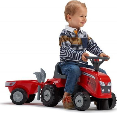Traktor lodër Massey Ferguson FA241C, me rimorkio dhe vegla, i kuq