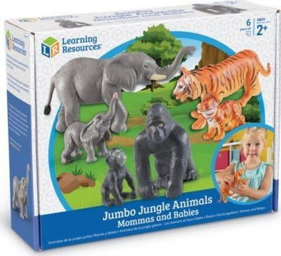 Set lodrash Learning Resources Mommas and Babies Jumbo Jungle Animals, figurina plastike, për kalamaj 3+