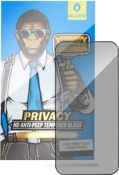 Mbrojtës ekrani Mr Monkey Glass 5D për iPhone 13, xham i fortë i kalitur, privatësi, i zi