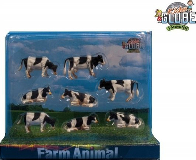 Figurina lodër Kids Globe 571878, set 8 lopë, shkallë 1/87, bardh e zi