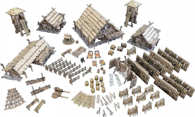 Set terreni Battle Systems Northern Settlement Core Set, për miniatura 28–35mm, RPG edhe wargame, me shumë ngjyra