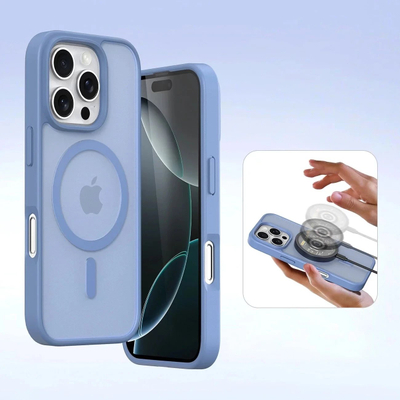Kallëp‑portofol DUX DUCIS Lawa Series për iPhone 16 Pro Max, 2 në 1, MagSafe, blu
