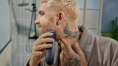 Trimer për mjekër dhe flokë Philips Beard Trimmer 3000 BT3665/15, 40 nivele gjatësie, tehe metalike që mprehen vetë, gri