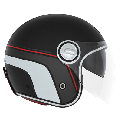 Helmetë moto Nox Premium Heritage, polikarbonat, diellzë e brendshme, e zezë