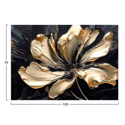 Pikturë muri HomeMarkt Gobi HM4860, kanavacë 100x70cm, lule dekorative, e zezë ari