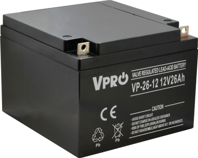 Bateri solare VPRO VP-26-12, 12V, 26Ah, e zezë