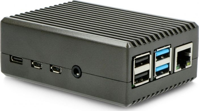 Kuti alumini për Raspberry Pi 4B, me vrima për porta, ngjyrë grafit