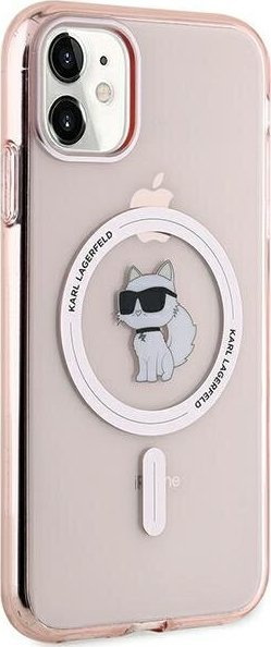 Kuti mbrojtëse Karl Lagerfeld IML Choupette MagSafe, për iPhone 11 XR 6.1", rozë