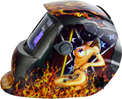 Маска за заварување Geko PROFI FLAME, авто затемнувачка, со фотосензори, црна