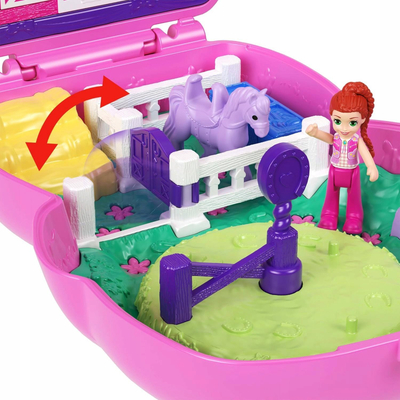 Lodër kompakte Polly Pocket Pony Rodeo, set lojërash, me kukulla dhe kuaj të vegjël, shumëngjyrëshe