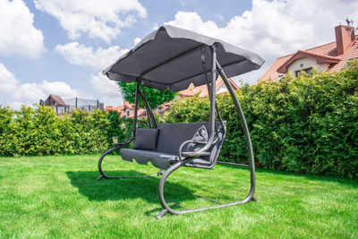 Shtrat lëkundës kopshti La Veranda DeLuxe, 3 persona, i palosshëm, gri