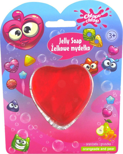 Sapun xhel Chlapu Chlap Jelly Soap, aromë portokalli dhe dardhe, në formë zemre, i kuq