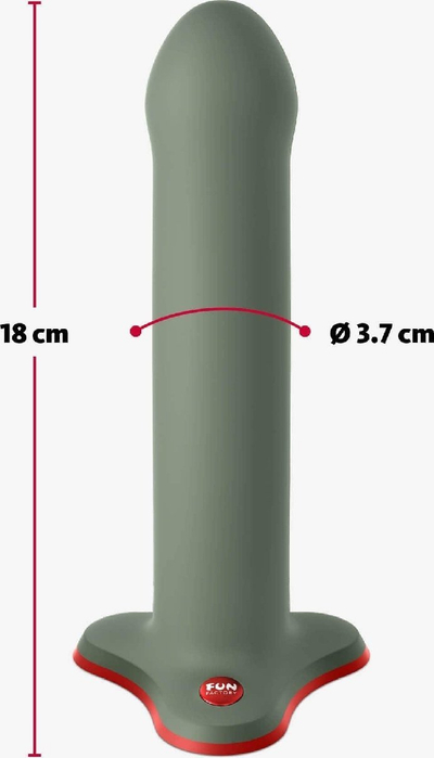 Dildo silikoni Fun Factory Magnum, 18cm, me kupë thithëse, ulliri i gjelbër