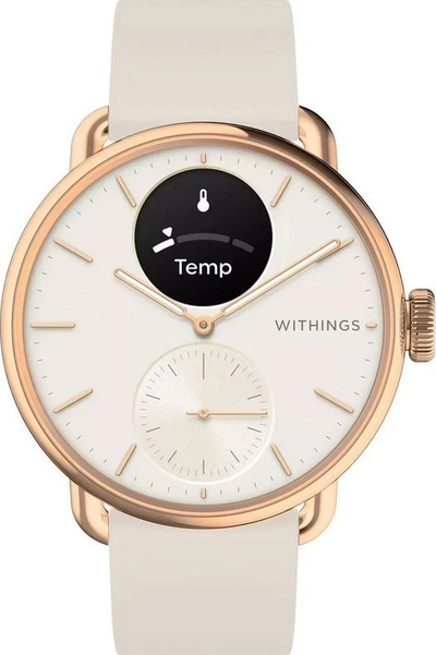 Хибриден смарт часовник Withings ScanWatch 2, 38mm, ЕКГ и мерење температура, розе голд
