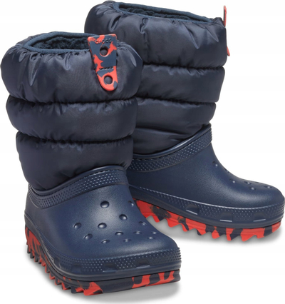 Çizme bore për kalamaj Crocs Classic Neo Puff Boot Jr 207684, slip on, navy