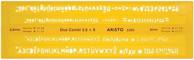 Shabllon shkrimi ISONORM Lettering Template Duo Fineliner, i drejtë, 0.35 0.5 mm