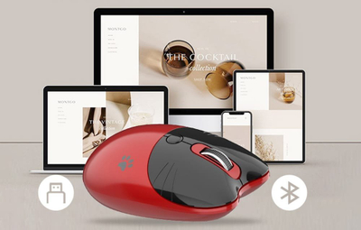 Maus wireless Mofii M3DM, 1600 DPI, 2.4G dhe Bluetooth, i kuq e zi