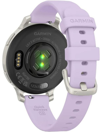 Паметен часовник Garmin Lily 2 Active, 38 mm, GPS, сребрен со виолетова Jasmine Purple